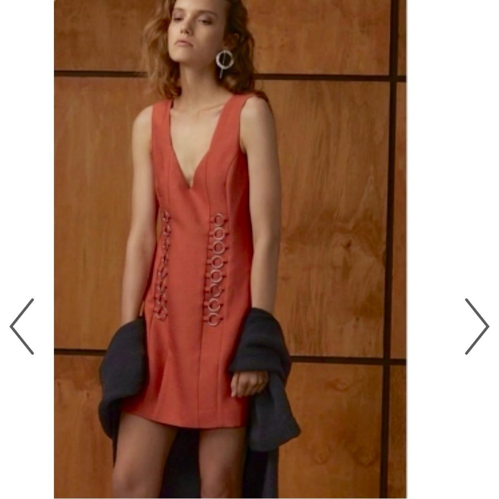 C/MEO COLLECTIVE | REVOLVE TWO CAN WIN DRESS RING DETAIL MINI XS IN BURNT SIENNA